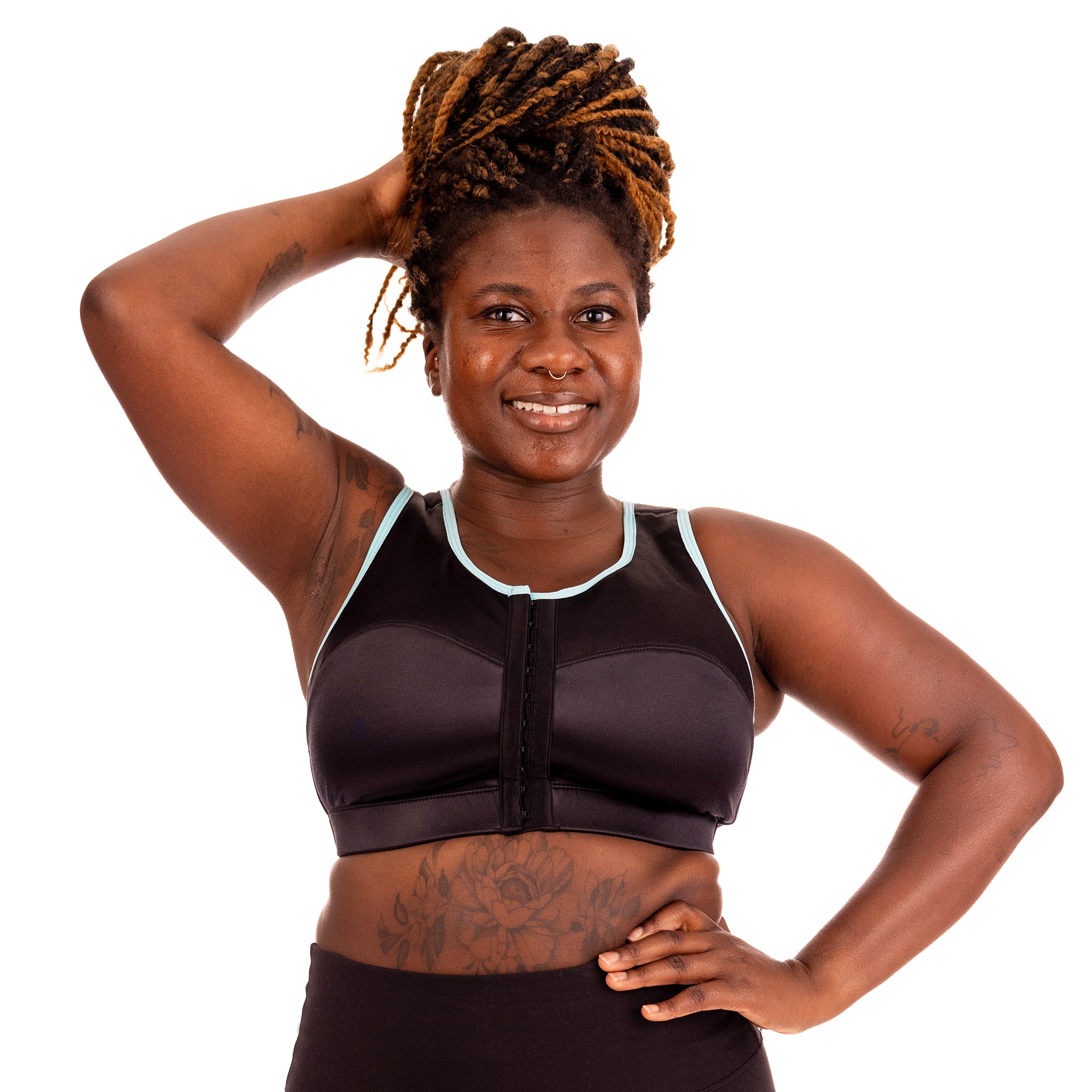 Athletic Works Women's Plus Size Zipper Front Sports Bra, Black