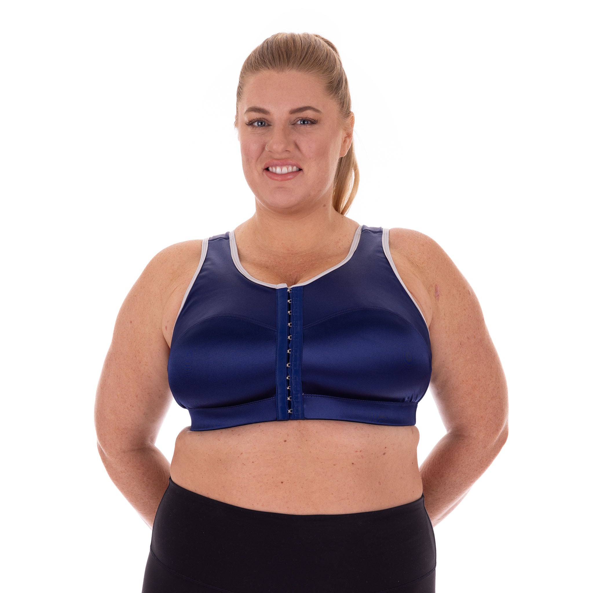 REBL Sports Bra with Sewn-in Pads, High Impact Support with Non-Removable  Perman